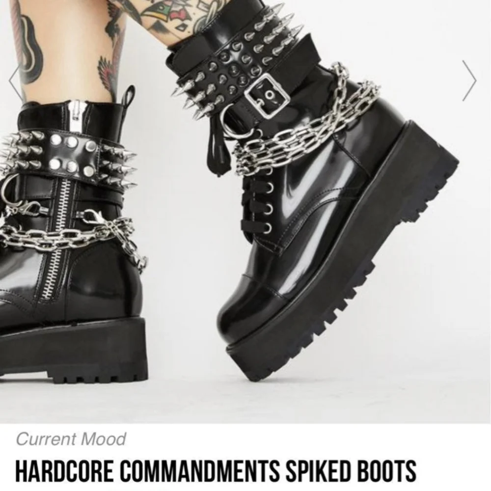 Black Studded Ankle Boots - Picture 2 of 2